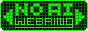 a green-on-black grid with illuminated parts that spell out NO AI / WEBRING and two animated green arrows pointing left and right, bobbing up and down